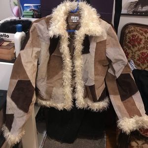 Vintage fur trimmed suede jacket